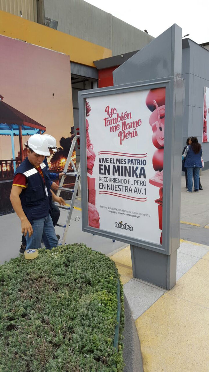 Panel publicitario de Fiestas Patrias en Minka